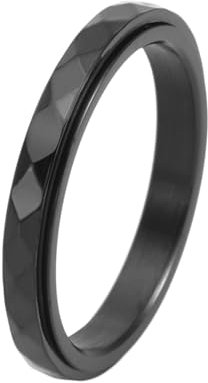 Whoiy Trau und Eheringe Edelstahl mit Gravur Poliert 3MM Personalisiert Ringe Schwarz Fidget Ring Eheringe Freundschaftsringe Ringe für Frauen Größe 60 (19.1)