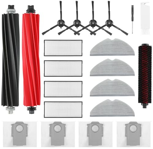 VIEWALL Accessori Set per Roborock S8 Pro UItra Parti Ricambio Include 2 Spazzole Principali,1 Spazzola Autopulente,4 Spazzole Laterali,4 Filtri,4 Sacchetti per la Polvere,4 Salviette