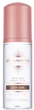 Bellamianta Crystal Clear Instant Tanning Mousse Schnell trocknendes, veganes Fake Tan in goldenem Olivton – Streifenfrei & 60 Sekunden Express Ready To Wear Selbstbräuner für alle Hauttypen – 150 ml