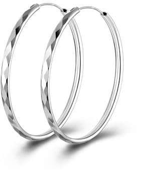 Creolen Silber 925 für Damen, Hypoallergen Groß Silber Creolen Leichte Ohrringe Silberne Creolen für Frauen Mädchen 30/40/50/60mm