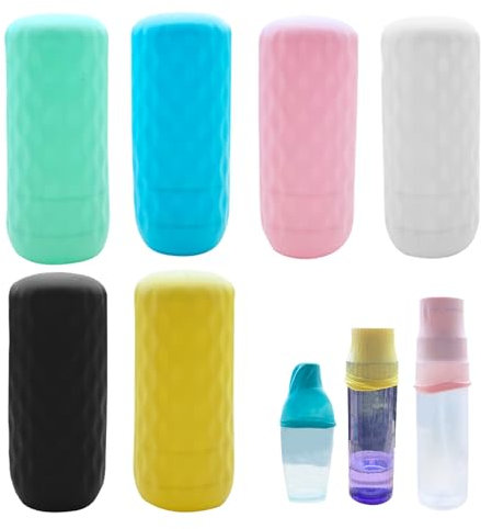 Silicone Bottle Covers Elastic Bottle Sleeve for Travel 6PCS Leak Locks Toiletry Skins Flexible Elastic Sleeves for Leak Proofing Travel Container in Luggage Reusable Travel Accessories for Women Men