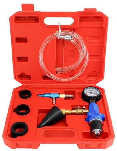 NSGMXT Cooling System Coolant Vacuum Purge and Refill Kit Automotive Pneumatic Antifreeze Filler w/ 4 Sizes Adapter Case Hose YT-98024