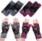 SamHeng UV Schutz Spitzen Handschuhe für Damen, 2 Paar Kurze Blumen Sonnenschutz Handschuhe Elastisch Atmungsaktive Halbfinger Handschuhe Sommer Outdoor Aktivitäten Wandern Fahrradhandschuhe (B)