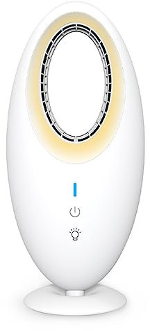 AYPOHU Ventilador de escritorio sin aspas de 12 pulgadas, ventilador de mesa pequeño de 4000 mAh, recargable por USB, ventilador personal silencioso con luz nocturna para el hogar, ventilador de mesa