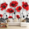 Photo Murale Coquelicots Aquarelle Et Dentelle Noire 300 x 210 cm - Papier peint Pop-Art 3D Non Tissé pour enfants et adultes - Déco Maison Chambre - Décoration Tenture Murale Appartement Décoration