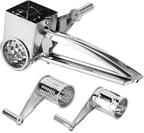 Trommelreibe Edelstahl Gemüseschneider mit kurbel, Drehbare Parmesan Käsereibe, Multifunktions Käsehobel mit Handkurbel, Parmesanreibe Drehbar Gemüsehobel für Heimküche