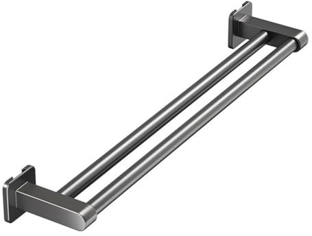 Porte-Serviettes sans Perforation, Porte-Serviettes Noir Mural, Porte-Serviettes de Salle de Bain, Porte-Serviettes Auto-adhésif, Porte-Serviettes Double, pour Salle de Bain, hôtel, Cuisine (50 cm)