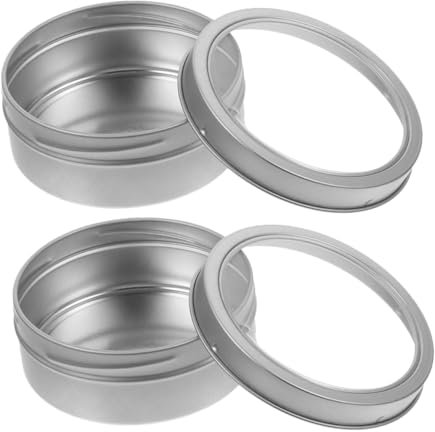 TOPBATHY 2pièces Boîtes à Épices Magnétiques Rondes avec Couvercles Transparents à Vis Pots Métal pour Réfrigérateur Contenants pour Condiments Et Épices
