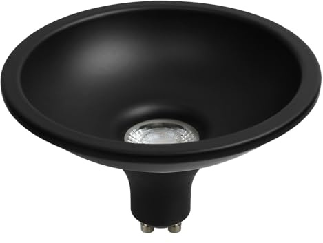 NCC-Licht LED Leuchtmittel Deep-Deco Reflektor Schwarz 8W GU10 750lm warmweiß 3000K 36° Dimmbar + Ring Schwarz ES111