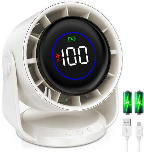 PALATALA Ventilateur Silencieux Ultra Puissant, Ventilateur de Bureau à 100 Vitesses, Ventilateur Rechargeable USB, Ventilateur Portable pour Bureau, Maison, Chambre, Voiture