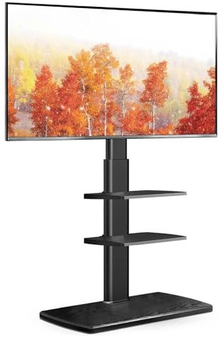 FFHDJL TV-Bodenständer für 32 39 40 43 49 50 55 60 65 70 Zoll Fernseher, hohe TV-Ständer mit stabilem Holzsockel, Universal-Eckständer