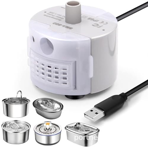 Binnan Fontaine à Eau Ultra Silencieux avec Pompe LED USB en Acier Inoxydable