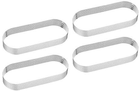 QUARKZMAN 4 Stück Oval Tortenringe 140x55mm Kuchenformmit Spiegelbeschichtungfür die Küche zu Hause Lebensmittel Käseherstellungswerkzeug, Silber
