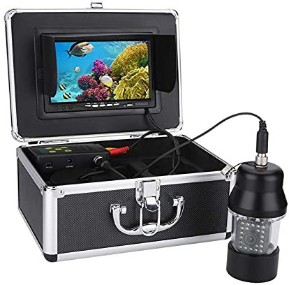 HEALBYBLE 1. 5M 30M. Unterwasserfischerei-Videokamera Fischfinder 7 Zoll DVR. Video-Recorder 8G-Karte wasserdicht 22 LE. Ds 360-Grad.,Langlebiger Wiederaufladbarer(White LEDs 30M Cable)
