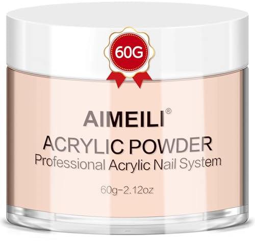 AIMEILI Nude Nail Acrylic Powder Nail Powder for Acrylic Nails Extension French Nails Manicure Nail Carving No Need Nail Lamp Long-Lasting 60g