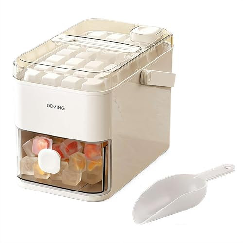 Vassoio per cubetti di ghiaccio a doppio strato con coperchio e bidone, smontabile con un clic, cassetto estraibile per ghiaccio con manico portatile, stampo a pressione senza silicone per cocktail e