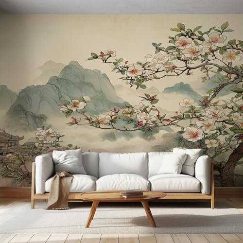 Tree Floral Wallpaper & Wall Mural Self Adhesive, 390x260 cm - Mountain Landscape Home Wall Decor for Bedroom, Living Room - SWJE135