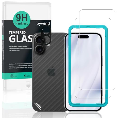 Ibywind Schutzfolie für iPhone 17 5G,2 Stück 9H Panzer-Glas,mit Metall-Kameraschutz,einfache Installation,unterstützt Fingerabdrucksensor,anti-kratzer,blasenfreiheit,Bruchsicher,Öl resistent