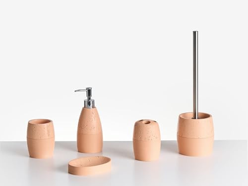 5 Pcs Bathroom Accessories Set Soap Dish Dispenser Toilet Brush Tumbler Toohtbrush Holder Orange Yarapa