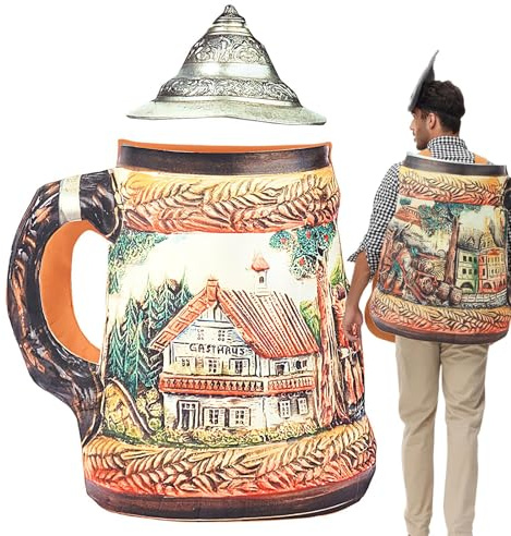 Générique Beer Mug Costume – Adult Costume Classic Beer Glass, Comfortable and Breathable Festive Suit for Boys Girls Women Adults and Events