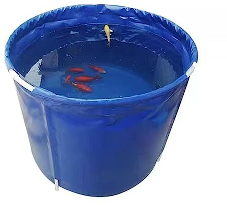 Aufstellbarer runder Pool für Kinder, 1 x 0,6 m PVC-Segeltuch, faltbarer Teich mit Stahlrahmen und Ablaufventil, perfekt für Regenwassersammlung, 470 l Fassungsvermögen, Blau