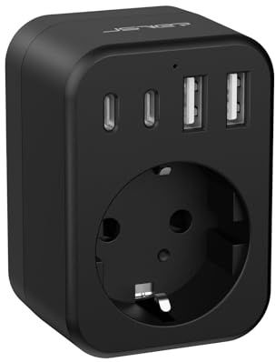 JSVER Adaptateur de Voyage Japon avec 2 USB C et 2 USB A, Adaptateur Prise pour Japon Connecteur EU vers Type A pour USA, Chine,Canada,Thaïlande-Noir