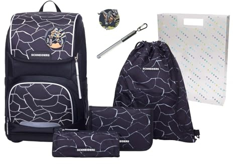 Schneiders Freizeitrucksack Ergoplus 2in1 Schulranzen Set 7-teilig 22L Dark Hunter schwarz