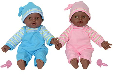 The New York Doll Collection Zwillinge Puppen - weichKörper Spielen Baby 12 Zoll / 30 cm (Afroamerikaner)