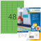 HERMA 4549 Farbige Etiketten grün, 100 Blatt, 45,7 x 21,2 mm, 48 pro A4 Bogen, 4800 Stück, selbstklebend, bedruckbar, matt, blanko Papier Farbetiketten Aufkleber