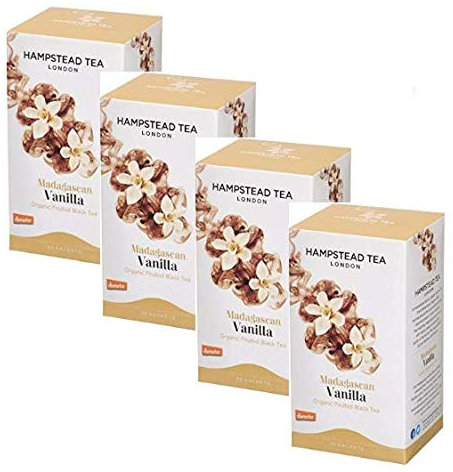 Hampstead Tea London Bio-Vanille-Schwarztee - 4 x 20 Teebeutel (120 Gramm)