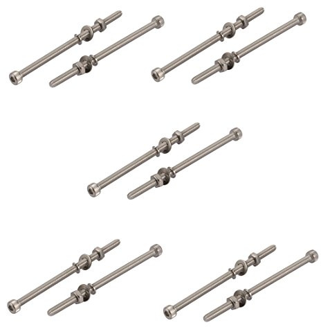 sourcing map 10PCS M4x100mm 304 vis tête moletée écrou boulon avec rondelle