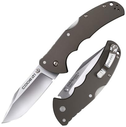 Cold Steel, Code 4 Lockback, Klappmesser, Satin Finish, Taschenmesser, Aluminium Griff, S35VN Klingenstahl, scharfes Messer für Outdoor, Camping, Schnitzen