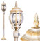 Außenleuchte Lentua m. Bewegungsmelder, Wegeleuchte in antikem Look, Aluguß in Weiß/Gold mit Kunststoff-Scheiben, Stehleuchte 130 cm, Retro/Vintage Gartenlampe, E27-Fassung, IP44, ohne Leuchtmittel