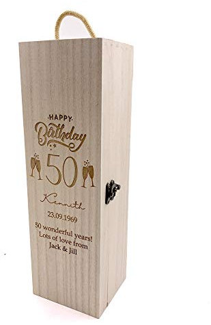 ukgiftstoreonline Personalised Birthday Gift Champagne or Wine Bottle Holder Gift 18th, 21st, 30th, 40th, 50th, 60th, 70th, 80th, 90th