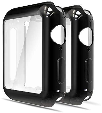 Simpeak Cover Compatibile per iWatch 40mm Series 6/5/ 4 /SE /SE2 /SE3(Confezione da 2), Custodia Compatibile con iWatch Full Protettivo TPU Caso Tutti i Modelli, Nero+Nero