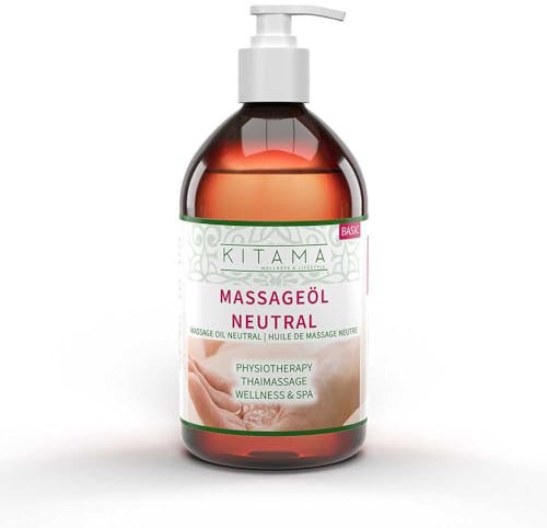 Kitama Massageöl Neutral 500ml mit Lotionspumpe | Körperöl zum Einsatz für Massagen