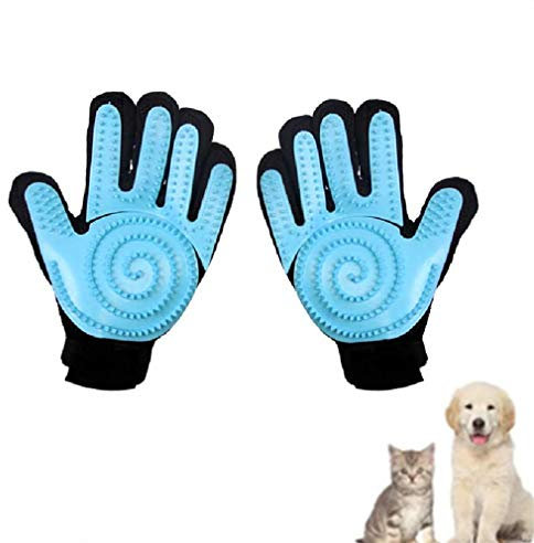 Feixiangge Gant de toilettage en silicone pour animal domestique Déshedding Doux Gant de bain Gant de toilettage pour chien Gant de toilette pour animal domestique Gants de massage Bleu 1 paire