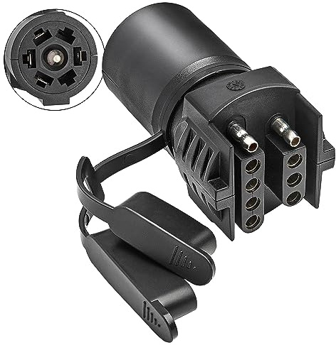 Oyviny 7 Pin Round to 4 and 5 Pin Flat Blade Trailer Adapter, 7 Way to 5 Way Trailer Plug Adapter 2-in-1 Design