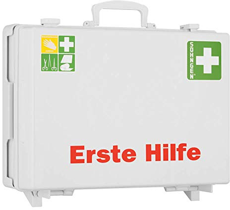 SÖHNGEN Erste-Hilfe-Koffer MT, mit Wandhalterung, weiß, ASR A4.3 / DIN 13169, Art.-Nr. 0301156 | Verbandskasten | Notfallkoffer | Erste Hilfe Kasten