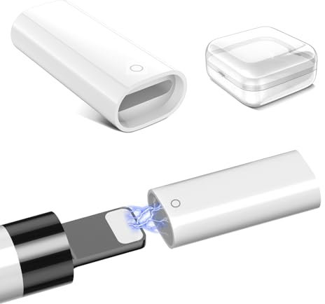 ACAGET for Apple Pencil Charger Adapter, 2 Pcs, for iPencil 1st Gen Adapter, for iPad Pencil Charging Adapter for Lightning Connector Adaptor Dongle Converter for iPad Pro 1st 2nd gen for iPad 6 7 8 9