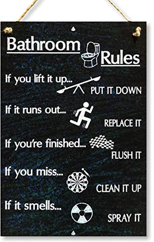 CARISPIBET Bathroom Rules | Bathroom signs, home decorative plaque humoristic & quirky 12 x 8