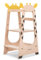 Beeloom - Montessori-Lernturm aus Holz, Giraffe Tower, Aktivitätshocker für Kinder, gelb, mit Stufen, 3 Ebenen, höhenverstellbar