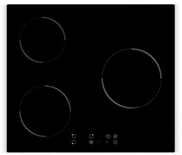 AMSTA AMPI3Z5000 Placa de inducción 60 cm 3 fuegos 4800 W Booster Temporizador digital Tecla sensitiva Negro