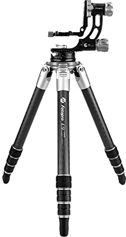 Fotopro Tripod E9 Lightweight 4 Sections Black with E-9H Gimbal Head Professional Tripod Maximum Height 64 Load 77.2lbs easy for Long lenses