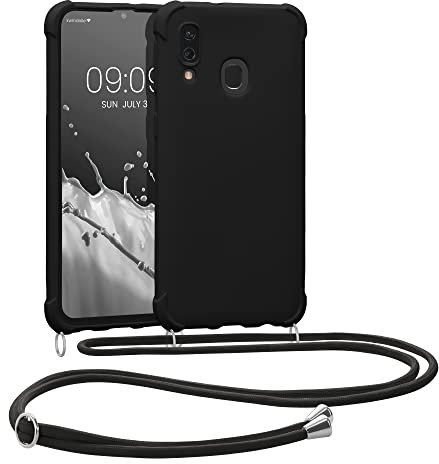 kwmobile Necklace Case kompatibel mit Samsung Galaxy A40 Hülle - Cover mit Kordel zum Umhängen - Silikon Schutzhülle Schwarz