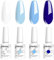 Vishine Vernis Gels Semi-Permanents, Lot de 4 Couleurs Bleu, Blanc, Bleu Ciel,Bleu Foncé, Collection Nail Art Vernis à Ongles UV LED Gel Polish Varnish Manucure 8ml C022