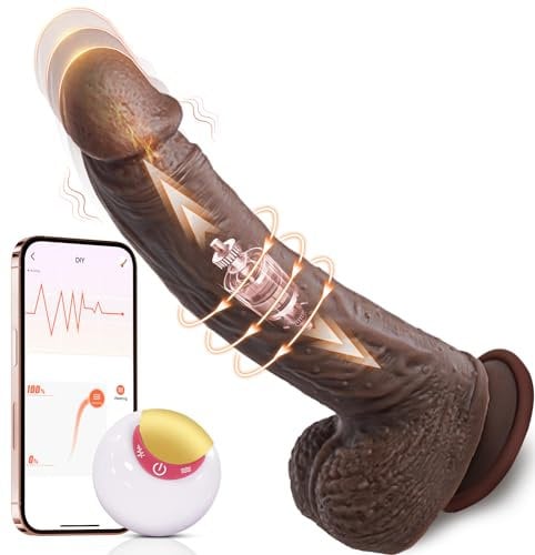 Cacuola Dildo für die Männer Analplug für Frauen, Vibrator mit Stoßfunktion und 8 Teleskop, 22cm Groß Anal Dildos XXL Erotisches Sexspielzeug Silikon Sex Spielzeug