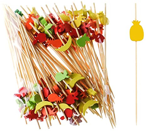 Fezf 100 Piezas Palillos de Dientes,Palillos de Dientes Largos,Palillos de Dientes Decorativos,Tenedores de Comida de Dedo,Palillos de Cóctel Palillos de Dientes para Fiestas, Comida de Dedo, Fruta