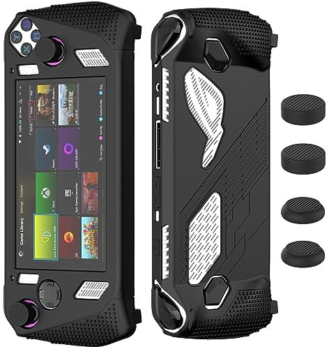 SUIHUOJI Funda protectora para Rog Ally Stand, protector de accesorios de silicona, carcasa suave con 2 pares de tapas de agarre para el pulgar, soporte de protección completa para ASUS Rog Ally