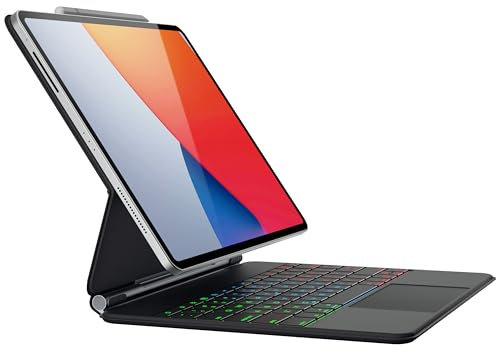 doqo iPad Pro 12.9 inch case with Keyboard ipad Magic Keyboard case with Multi-Touch Trackpad for iPad Pro 12.9 6th/5th/4th/3rd Generation Floating Slim Wireless Backlit Keyboard Black